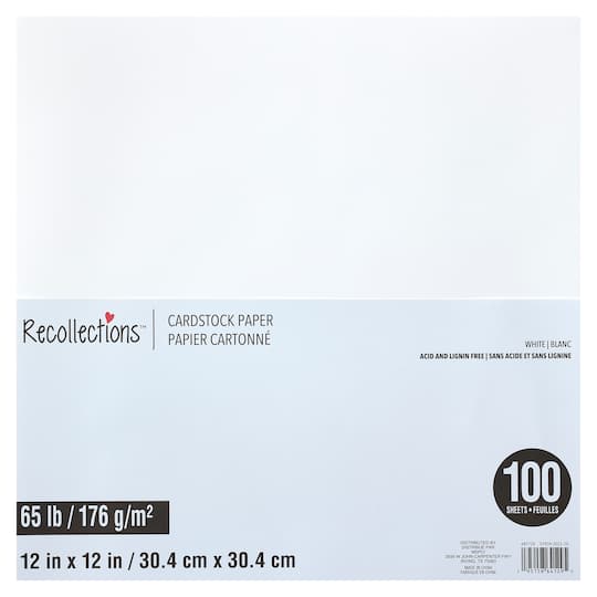 White 12" x 12" Cardstock Paper by Recollections™, 100 Sheets
